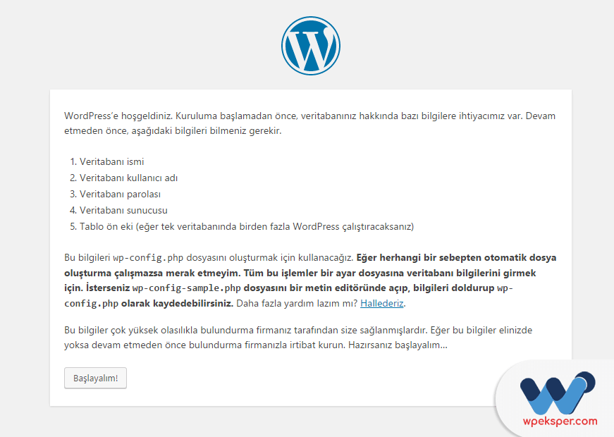 wordpress manuel kurulum - adım 1